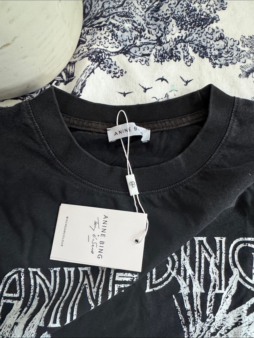 Anine Bing Washed Black Eagle Graphic Tee NWT Large - Picture 5 of 7